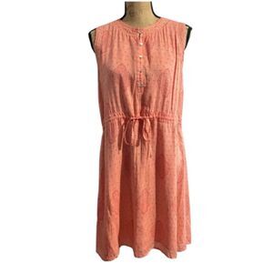 Lucky Brand Modal Sleeveless Dress Coral Pink Boho Medallion Print‎ Size Medium